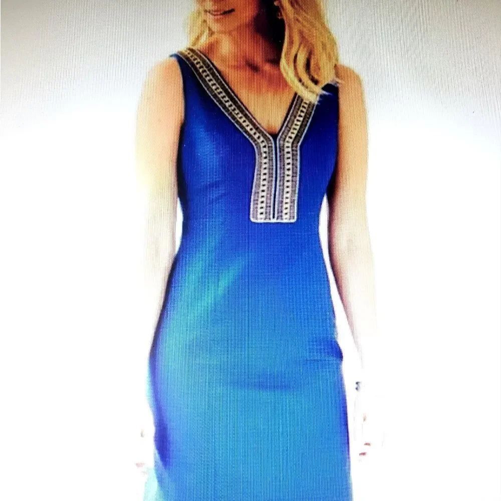 Lilly Pulitzer Eliot Shift Dress Blue Current Beaded Embellished